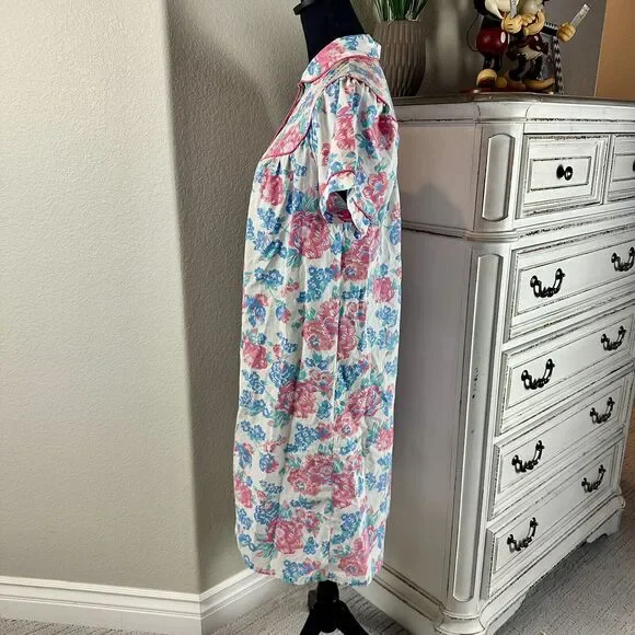 Vintage Lyn Anne Nightgown Size Med Floral CottageCore Grannycore Snap Collar - Picture 4 of 11